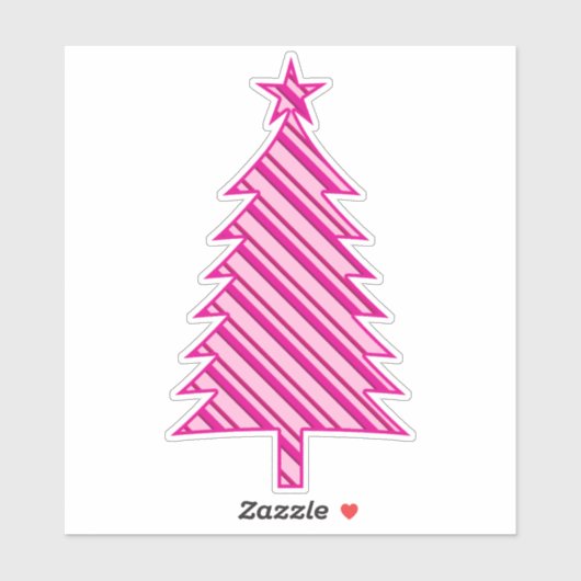 Fuchsia und Pink Candy Striped Weihnachtsbaum Aufkleber (Blatt)