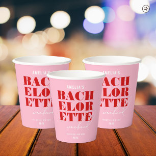 Fuchsia- und Rottöne Junggesellinnenabschied Woche Pappbecher