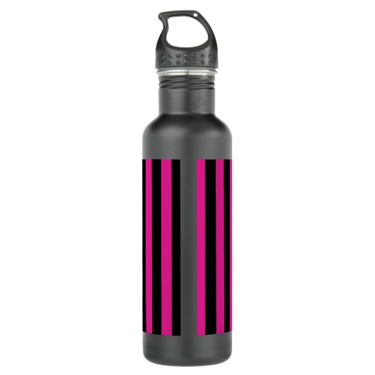 Fuchsia und schwarze Süßigkeiten Edelstahlflasche (Rückseite)