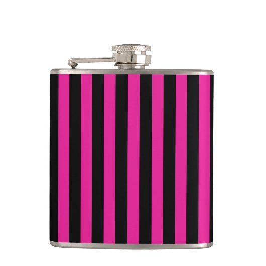 Fuchsia und schwarze Süßigkeiten Flachmann (Vorderseite)