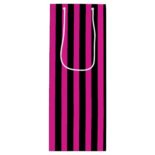 Fuchsia und schwarze Süßigkeiten Geschenktüte Für Weinflaschen (Vorderseite)