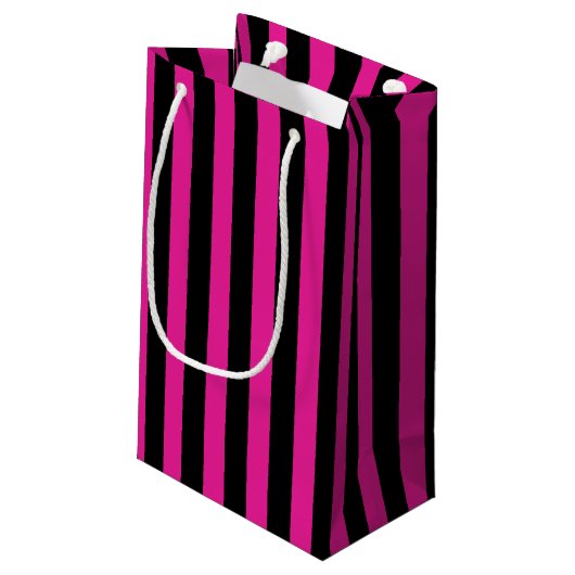 Fuchsia und schwarze Süßigkeiten Kleine Geschenktüte (Rückseite Schrägansicht)