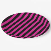 Fuchsia und schwarze Süßigkeiten Pappteller (Schrägansicht)