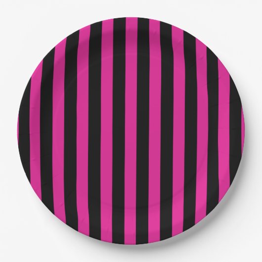 Fuchsia und schwarze Süßigkeiten Pappteller (Vorderseite)