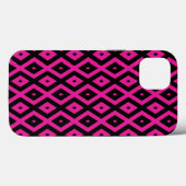 Fuchsia und schwarzes Diamantenmuster Case-Mate iP iPhone Hülle (Rückseite (Horizontal))