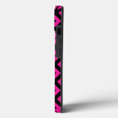 Fuchsia und schwarzes Diamantenmuster Case-Mate iP iPhone Hülle (Rückseite / Links)