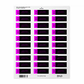 Fuchsia und schwarzes Hochzeits-Rücksende-Adresset (Vorne)
