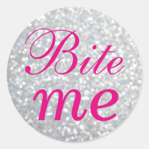 Fuchsia und Silver Bite Me Sticker
