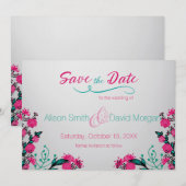 Fuchsia und Türkis Hochzeit Merken Sie das Datum Save The Date (Vorne/Hinten)
