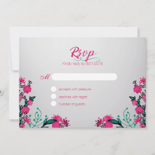 Fuchsia und Türkis Hochzeits-Rsvp Einladung