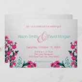 Fuchsia und Türkis Wedding Einladung (Vorne/Hinten)