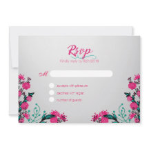 Fuchsia und Turquoise Wedding Rsvp