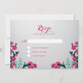 Fuchsia und Turquoise Wedding Rsvp Einladung