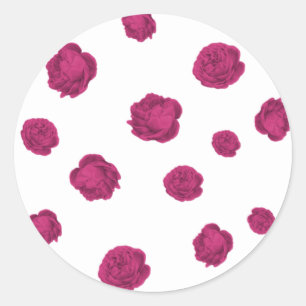Fuchsia und weiße Blume Runder Aufkleber