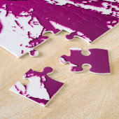 Fuchsia und White Custom Foto mit Name Puzzle (Seite)