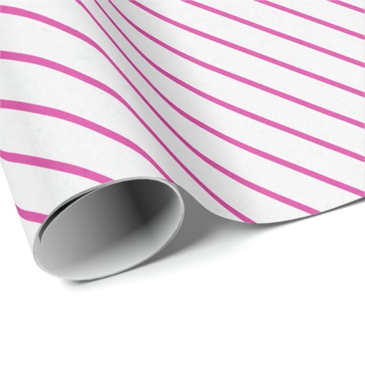 Fuchsia und White Diagonal Striped Gift Wrap Geschenkpapier (Rolleneckpunkt)