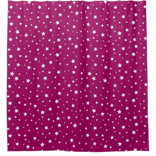 Fuchsia und White Stars Celestial Sky Duschvorhang (Vorderseite)