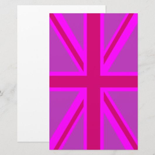 Fuchsia Union Jack Briefpapier (Vorne/Hinten)