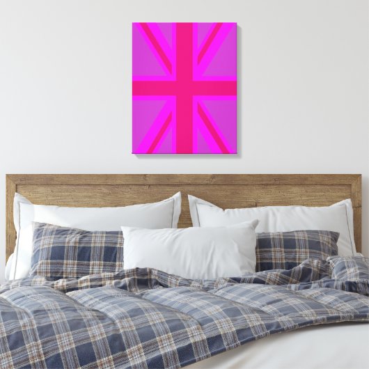 Fuchsia Union Jack Leinwanddruck (Insitu (Schlafzimmer))