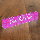 Fuchsia Union Jack Namensplakette (Seite)