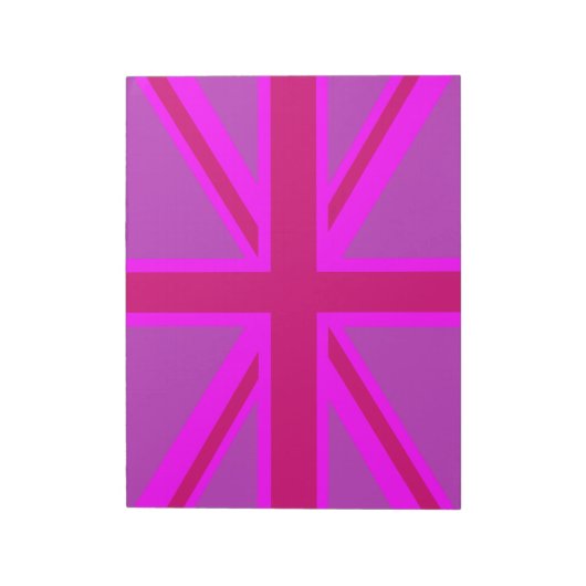 Fuchsia Union Jack Notizblock (Rotiert)