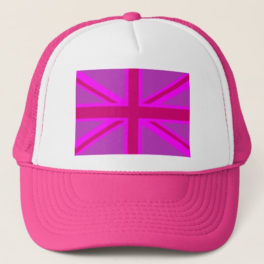 Fuchsia Union Jack Truckerkappe (Vorderseite)