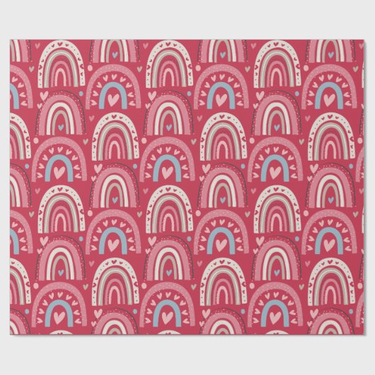 Fuchsia Valentinstag Rainbow Geschenkpapier (Flach)