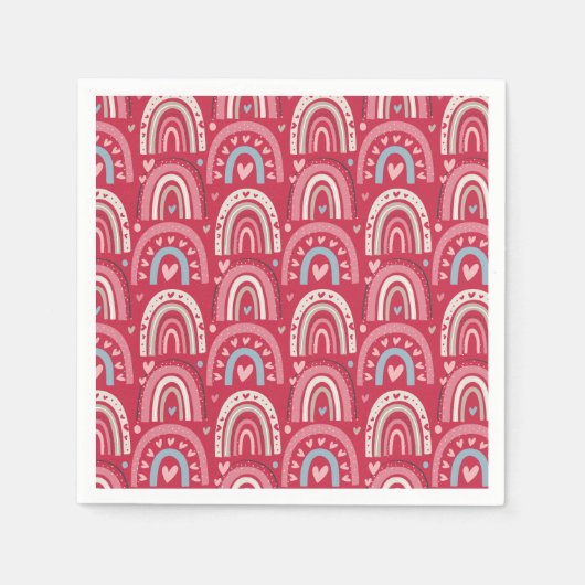 Fuchsia Valentinstag Rainbows Serviette (Vorderseite)