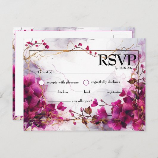 Fuchsia-Verzauberung: Wasserfarbe Postkarte (Vorne/Hinten)