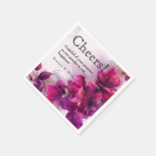 Fuchsia-Verzauberung: Wasserfarbe Serviette (Ecke)