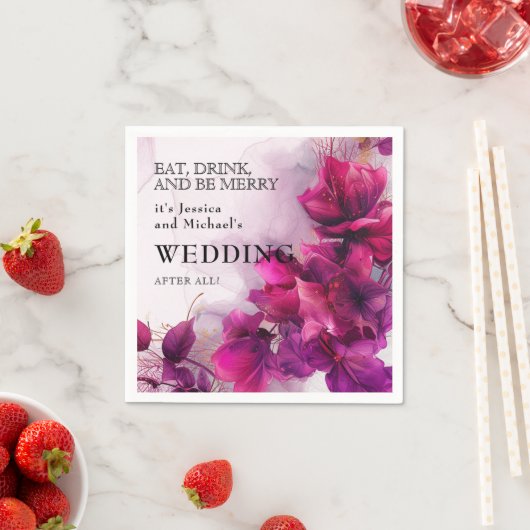 Fuchsia-Verzauberung: Wasserfarbe Serviette (Beispiel)