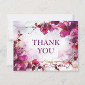 Fuchsia-Verzauberung: Wasserfarbenhochzeit Dankeskarte (Vorderseite)