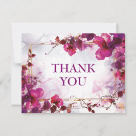 Fuchsia-Verzauberung: Wasserfarbenhochzeit Dankeskarte