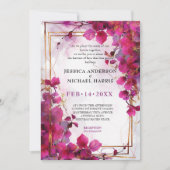 Fuchsia-Verzauberung: Wasserfarbenhochzeit Einladung (Vorderseite)