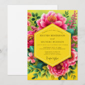 Fuchsia Vibrant Bloom Wedding Einladung (Vorne/Hinten)