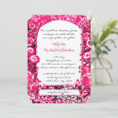 Fuchsia Viktorianische Rose Hochzeitseinladungen Einladung (Stehend Vorderseite)