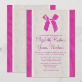 Fuchsia Vintag Bow & Linen Wedding Einladungen (Vorne/Hinten)