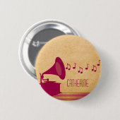 Fuchsia Vintag Gramophon Button (Vorne & Hinten)