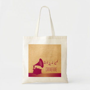 Fuchsia Vintag Gramophon Tote Bag Tragetasche