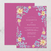 Fuchsia Vivid Meadow Hochzeit Einladung (Vorne/Hinten)