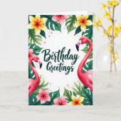 Fuchsia Vogel Geburtstagskarte Karte (Gelbe Blume)