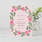 Fuchsia Warme Rose Hochzeit Einladung (Stehend Vorderseite)