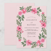 Fuchsia Warme Rose Hochzeit Einladung (Vorne/Hinten)