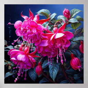 Fuchsia-Wasserfarbenplakat Poster