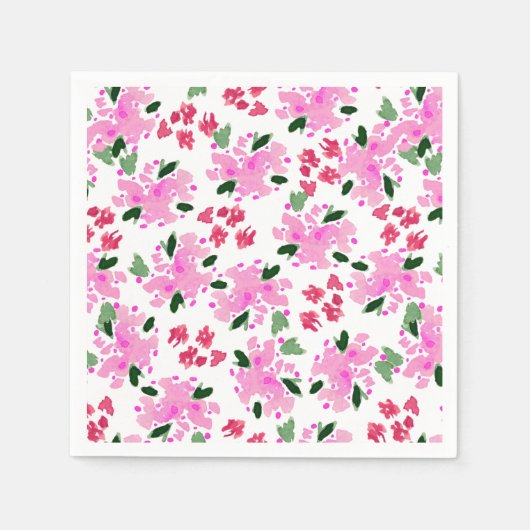 Fuchsia Watercolor Blumengarten Napkins Serviette (Vorderseite)