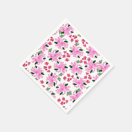 Fuchsia Watercolor Blumengarten Napkins Serviette (Ecke)