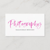 Fuchsia Watercolor Brush Lettering Fotograf Visitenkarte (Vorderseite)