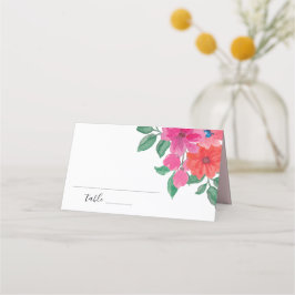 Fuchsia Watercolor Floral Wedding Platzkarte
