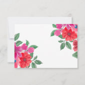 Fuchsia Watercolor Floral Wedding RSVP Karte (Rückseite)