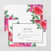 Fuchsia Watercolor Floral Wedding RSVP Karte (Vorne/Hinten)